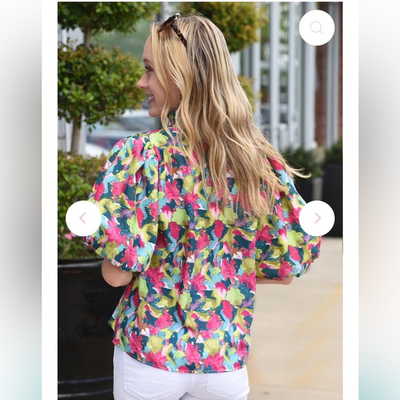 NWT Boutique THML Puff Sleeve Top Floral Loud and Clear Anthropologie Size Small - Picture 2 of 6